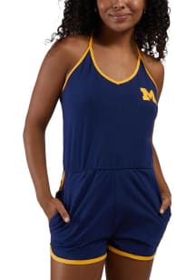 Womens Michigan Wolverines Navy Blue Hype and Vice Retro Short Sleeve Dress