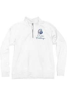 Blue 84 Drake Bulldogs Womens White Sanded Qtr Zip