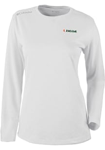 Columbia Miami Hurricanes Womens White Heat Seal Omni Wick Shotgun Long Sleeve T-Shirt