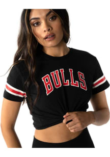 Chicago Bulls Womens Black Crop Short Sleeve T-Shirt