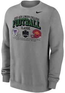Mens K-State Wildcats Grey Nike Aer Lingus College Football Classic Crew Sweatshirt