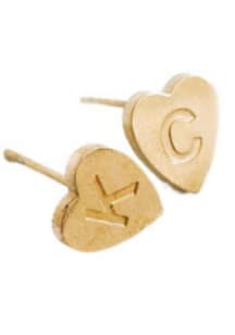 Kansas City EB &amp; Co Heart Initial Stud Womens Earrings