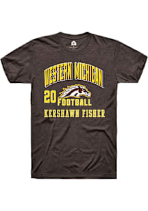Kershawn Fisher Western Michigan Broncos Brown Football NIL Arch Logo Short Sleeve Player T Shirt