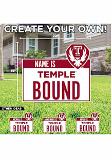 Temple Owls Personalized School Bound Yard Sign - White