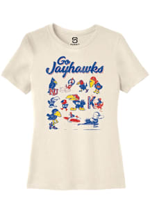 Summit Sportswear Kansas Jayhawks Womens Natural Vintage Football Short Sleeve T-Shirt