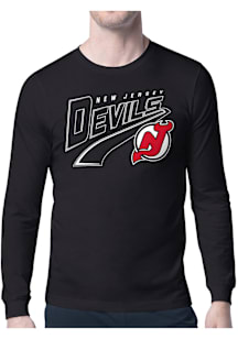 Starter New Jersey Devils Black Tailsweep Long Sleeve T Shirt
