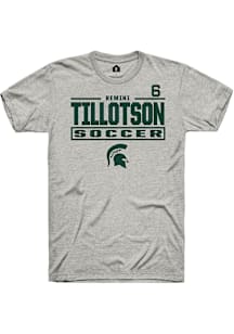 Remini Tillotson Michigan State Spartans Ash NIL Stacked Box Short Sleeve Player T Shirt