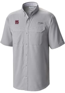 Columbia Mississippi State Bulldogs Mens Grey Heat Seal Low Drag Offshore Short Sleeve Dress Shirt