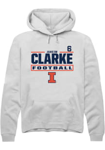 Jaheim Clarke Rally Mens White Illinois Fighting Illini NIL Stacked Box Player Hood