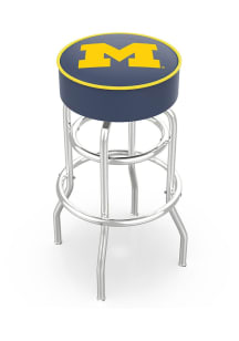 Black Michigan Wolverines Double-Ring Swivel Pub Stool