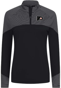 Levelwear Philadelphia Flyers Womens Black Classic Stripes Embroidered 3D Patch Qtr Zip