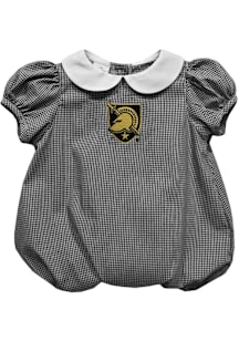 Vive La Fete Army Black Knights Baby Black Gingham Collar Short Sleeve One Piece
