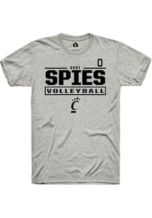 Andi Spies Cincinnati Bearcats Ash NIL Stacked Box Short Sleeve Player T Shirt