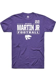 Antonio Martin Jr Rally Mens Purple K-State Wildcats NIL Stacked Box Player T Shirt