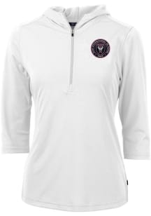 Cutter and Buck Inter Miami CF Womens White Virtue Eco Pique Hooded Sweatshirt