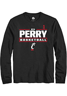 Mya Perry Cincinnati Bearcats Black NIL Stacked Box Long Sleeve Player T Shirt