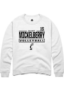Elliott Mickelberry Cincinnati Bearcats Mens White NIL Stacked Box Player Crew