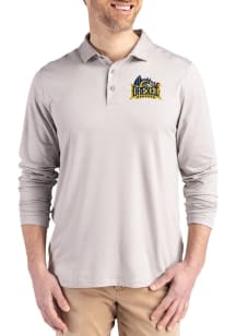 Mens Drexel Dragons Grey Cutter and Buck Coastline Long Sleeve Polo Shirt