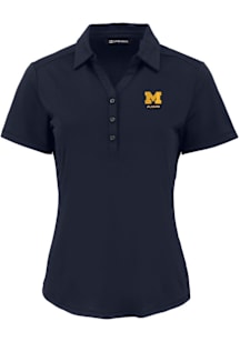 Cutter and Buck Michigan Wolverines Womens Blue Alumni Forge Eco Polo Short Sleeve Polo Shirt