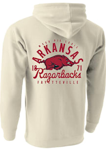 Arkansas Razorbacks Mens Oatmeal Mascot Overlay Long Sleeve Hoodie