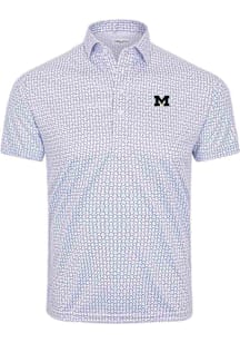 Michigan Wolverines Mens Navy Blue Semi Spread Spheres Short Sleeve Polo