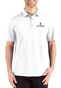 Cutter and Buck Illinois Fighting Illini Mens White Advantage Refresh Short Sleeve Polo