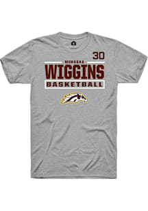 Morasha Wiggins Western Michigan Broncos Grey NIL Stacked Box Short Sleeve Player T Shirt