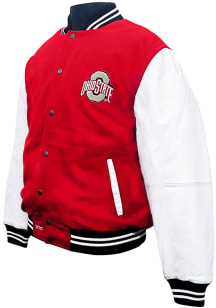Ohio State Buckeyes Mens Red Graduate Wool Leather Heavyweight Jacket