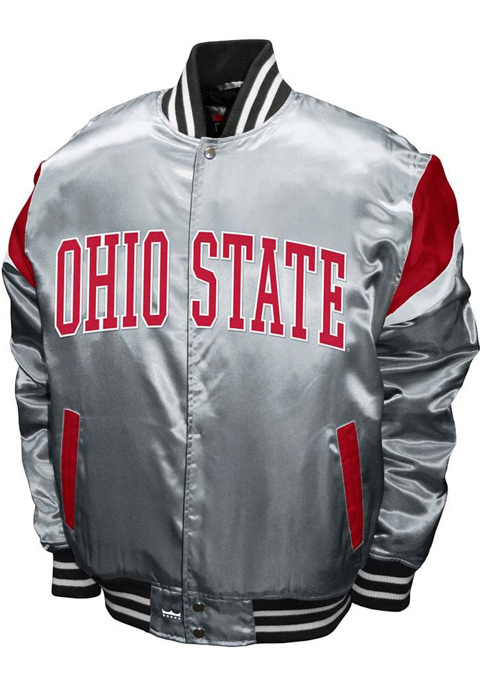 Ohio State Buckeyes Mens Power Satin Heavyweight Jacket GREY