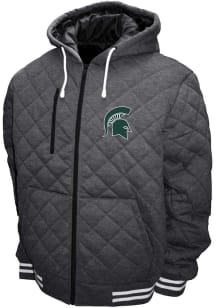Michigan State Spartans Mens Charcoal Dimond Quilted Medium Weight Jacket