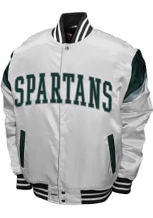 Mens White Michigan State Spartans Power Satin Heavyweight Jacket