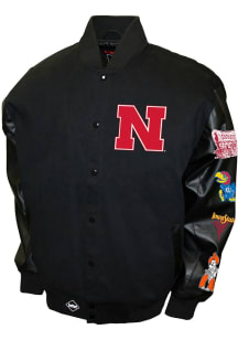 Mens Black Nebraska Cornhuskers Big 8 Throwback Twill Heavyweight Jacket