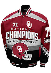 Mens Oklahoma Sooners Commemorative Cotton Twill Heavyweight Jacket - Crimson
