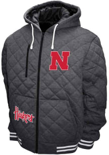 Mens Charcoal Nebraska Cornhuskers Diamond Quilted Medium Weight Jacket