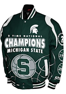 Michigan State Spartans Basketball Commemorative Cotton Twill Heavyweight Jacket - Green