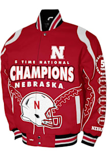 Mens Nebraska Cornhuskers Football Commemorative Cotton Twill Heavyweight Jacket - Red