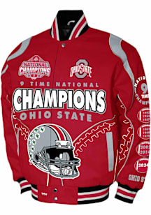 Mens Ohio State Buckeyes Football Commemorative Cotton Twill Heavyweight Jacket - Red