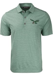 Cutter and Buck Philadelphia Eagles Mens Green Retro Heather Stripe Short Sleeve Polo