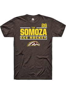 Ean Somoza Rally Mens Brown Western Michigan Broncos NIL Stacked Box Player T Shirt