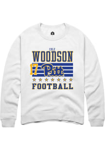 Cole Woodson Rally Mens White Pitt Panthers NIL Striped Player Crew
