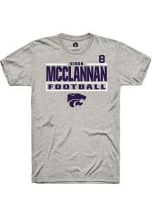 Simon McClannan Rally Mens Ash K-State Wildcats NIL Stacked Box Player T Shirt