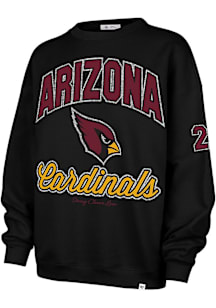 47 Arizona Cardinals Womens Black Stoney Clover Glitter Oversized Crew Sweatshirt