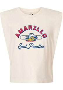 Summit Sportswear Amarillo Sod Poodles Womens White Vintage Arch Script Tank Top