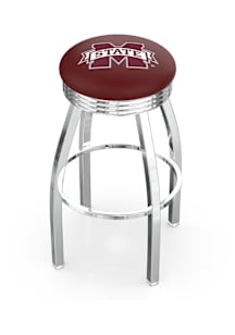 Mississippi State Bulldogs 3 Ring Chrome Seat Pub Stool - Silver