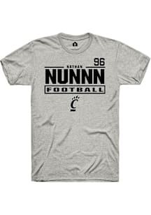 Nathan Nunnn Cincinnati Bearcats Ash Football NIL Stacked Box Short Sleeve Player T Shirt