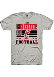 Caleb Goodie Rally Mens Ash Cincinnati Bearcats NIL Striped Player T Shirt