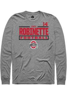 Trey Robinette Mens Graphite Ohio State Buckeyes NIL Stacked Box Long Sleeve Player T Shirt