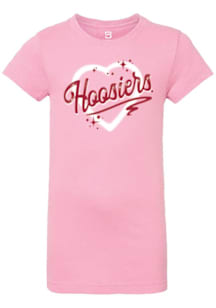 Summit Sportswear Indiana Hoosiers Girls Pink Heart Short Sleeve Tee