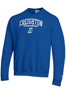 Champion Creighton Bluejays Mens Blue Grandma Script Powerblend Long Sleeve Crew Sweatshirt