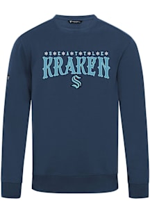 Levelwear Seattle Kraken Mens Navy Blue Zane Snowflakes Long Sleeve Crew Sweatshirt